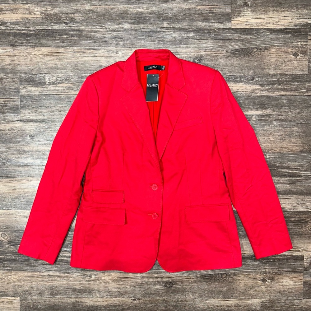Polo Lauren Ralph Lauren Women’s Suit Red Blazer Jacket Size 14 NEW $245